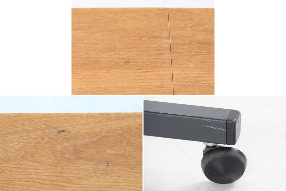 デンマーク製　サイドテーブル/ラップトップテーブル　キャスター付　オーク材　北欧家具ビンテージ