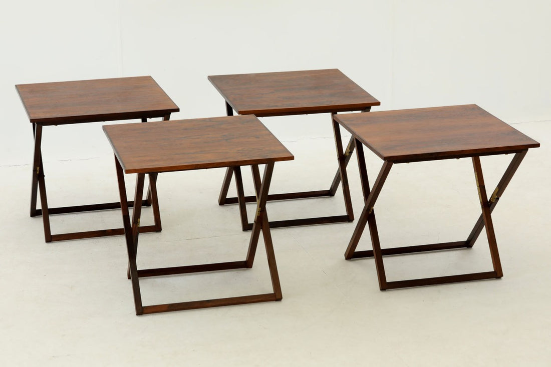 特価超特価デンマーク製　希少な折り畳みテーブル付きサイドテーブル　ローズウッド材　北欧家具ビンテージ 木材